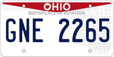 OH license plate GNE2265