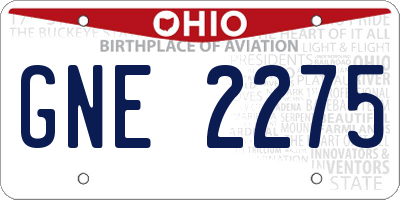OH license plate GNE2275