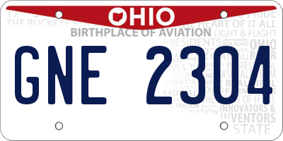 OH license plate GNE2304