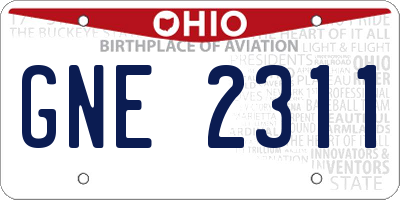 OH license plate GNE2311