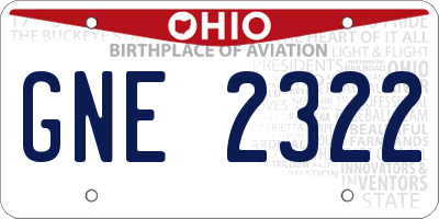 OH license plate GNE2322