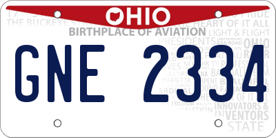 OH license plate GNE2334