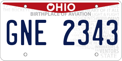 OH license plate GNE2343