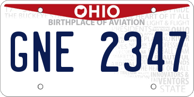OH license plate GNE2347