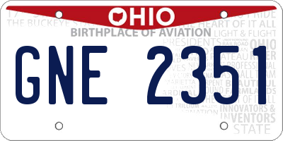 OH license plate GNE2351