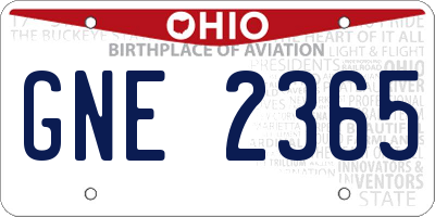 OH license plate GNE2365