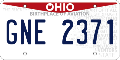 OH license plate GNE2371