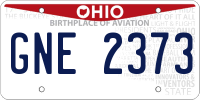 OH license plate GNE2373