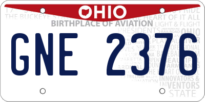 OH license plate GNE2376