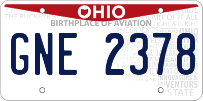 OH license plate GNE2378