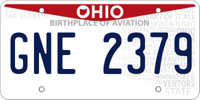 OH license plate GNE2379