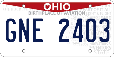 OH license plate GNE2403