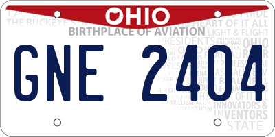 OH license plate GNE2404