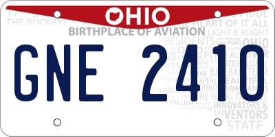 OH license plate GNE2410