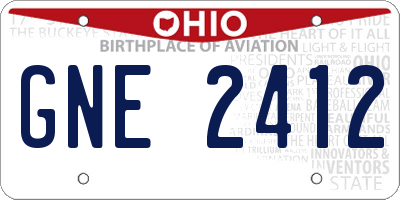 OH license plate GNE2412