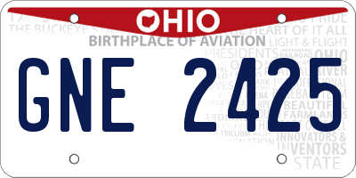 OH license plate GNE2425