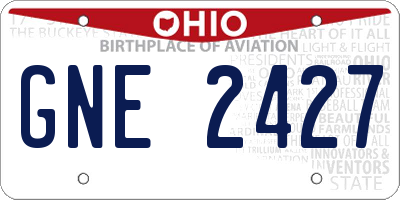 OH license plate GNE2427