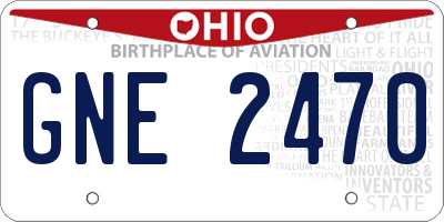 OH license plate GNE2470