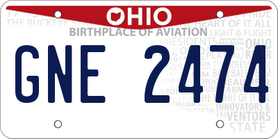 OH license plate GNE2474