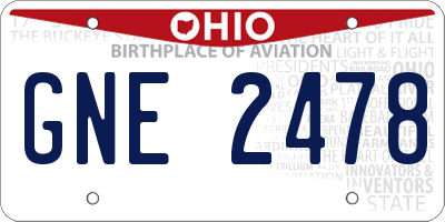 OH license plate GNE2478