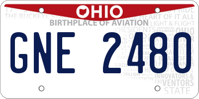 OH license plate GNE2480
