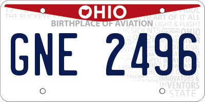OH license plate GNE2496