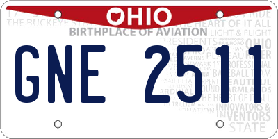 OH license plate GNE2511