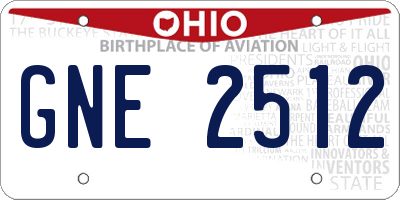 OH license plate GNE2512