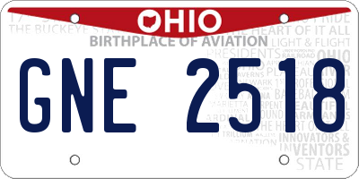 OH license plate GNE2518