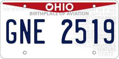 OH license plate GNE2519