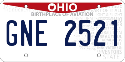 OH license plate GNE2521