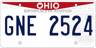 OH license plate GNE2524