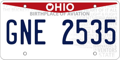 OH license plate GNE2535