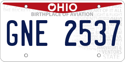 OH license plate GNE2537