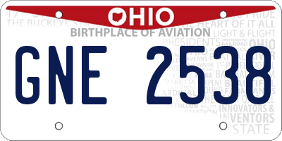 OH license plate GNE2538