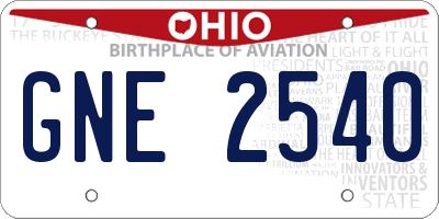 OH license plate GNE2540
