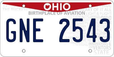 OH license plate GNE2543