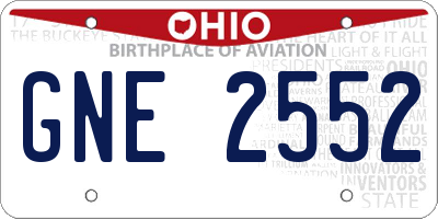 OH license plate GNE2552
