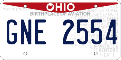 OH license plate GNE2554
