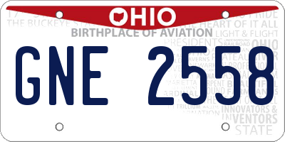 OH license plate GNE2558