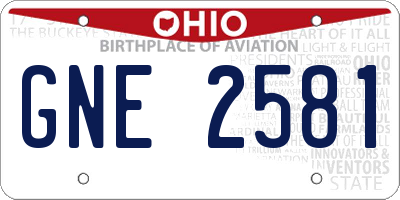 OH license plate GNE2581
