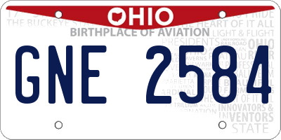 OH license plate GNE2584