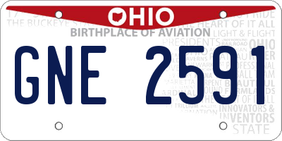 OH license plate GNE2591