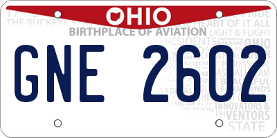 OH license plate GNE2602