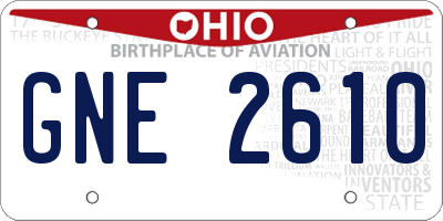 OH license plate GNE2610