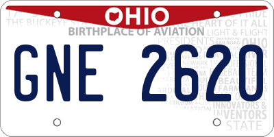 OH license plate GNE2620