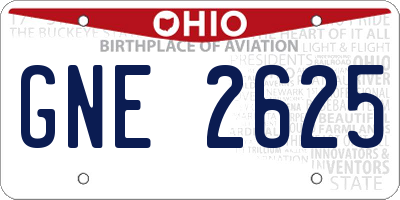 OH license plate GNE2625
