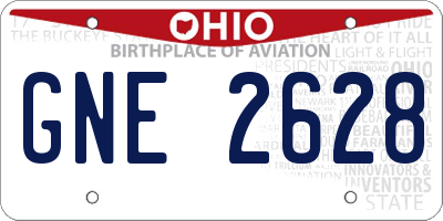 OH license plate GNE2628