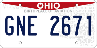 OH license plate GNE2671