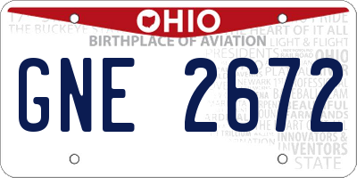 OH license plate GNE2672